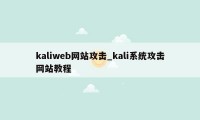 kaliweb网站攻击_kali系统攻击网站教程