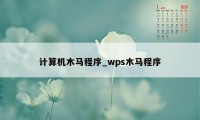 计算机木马程序_wps木马程序