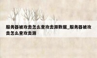 服务器被攻击怎么查攻击源数据_服务器被攻击怎么查攻击源