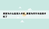 黑客为什么能侵入手机_黑客为何不攻击我手机了