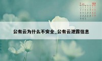 公有云为什么不安全_公有云泄露信息