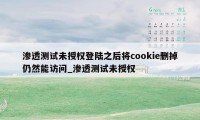 渗透测试未授权登陆之后将cookie删掉仍然能访问_渗透测试未授权