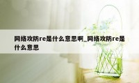 网络攻防re是什么意思啊_网络攻防re是什么意思