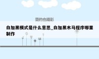 白加黑模式是什么意思_白加黑木马程序哪里制作