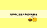 关于暗刃觉醒网咖后续的信息