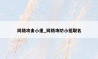 网络攻击小组_网络攻防小组取名