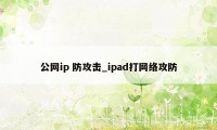 公网ip 防攻击_ipad打网络攻防