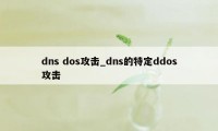 dns dos攻击_dns的特定ddos攻击