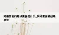 网络里面的超级黑客是什么_网络里面的超级黑客