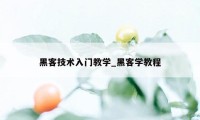 黑客技术入门教学_黑客学教程