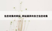 信息收集的网站_网站漏洞攻击之信息收集