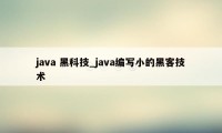 java 黑科技_java编写小的黑客技术