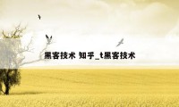 黑客技术 知乎_t黑客技术