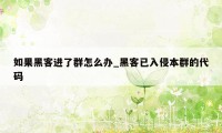 如果黑客进了群怎么办_黑客已入侵本群的代码