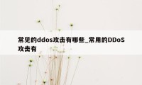 常见的ddos攻击有哪些_常用的DDoS攻击有