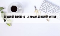 数据泄露案例分析_上海信息数据泄露处罚案例