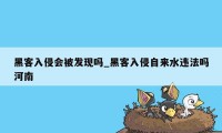 黑客入侵会被发现吗_黑客入侵自来水违法吗河南