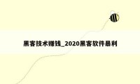 黑客技术赚钱_2020黑客软件暴利