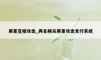 黑客互相攻击_两名精尖黑客攻击支付系统