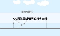 QQ浏览器进暗网的简单介绍