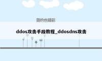 ddos攻击手段教程_ddosdns攻击