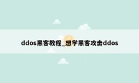 ddos黑客教程_想学黑客攻击ddos