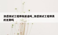 渗透测试工程师有前途吗_渗透测试工程师真的无聊吗