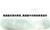 美国最厉害的黑客_美国最牛的网络黑客组织