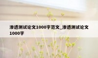 渗透测试论文1000字范文_渗透测试论文1000字