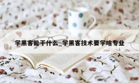 学黑客能干什么_学黑客技术要学啥专业