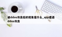 被ddos攻击后的现象是什么_app遭遇ddos攻击