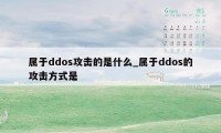 属于ddos攻击的是什么_属于ddos的攻击方式是